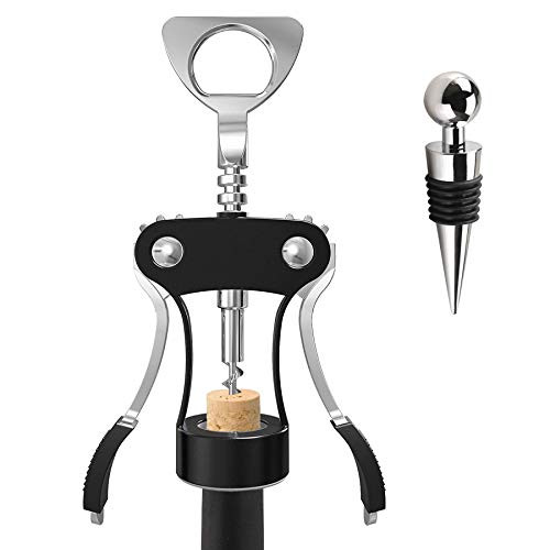 BamLue Wing Corkscrew Set, Multi-functional Wine Bottle Opener for all Cork Stoppered and Beer Cap Bottles, Luxury Waiter Corkscrew with Stopper Set for Wine Enthusiast, Waiters