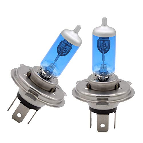 H4 9003 HB2 Halogen Headlight Bulbs White for High and Low Beam 12V 60W/55W 5000K Super White, P43T Base(Pack of 2)