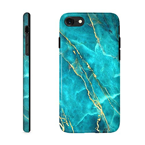 Obbii Design iPhone6s 7 8 SE 2nd Blue Gold Marble Case Design Pattern Printed Transparent Plastic Back Case with TPU Bumper Case Cover for iPhone 6s/iPhone 7 / iPhone 8 / iPhone SE 2020 (4.7")
