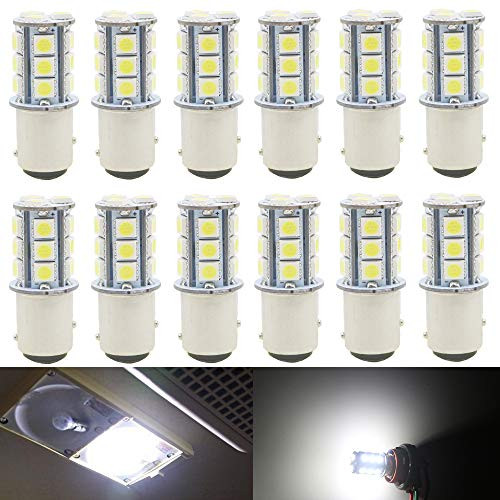 Alopee 12-Pack 12V White 1157 2057 2357 7528 BAY15D 5050 18SMD LED Bulbs Replacement for Back Up Reverse Lights or Tail Brake Lights Interior RV Camper Light