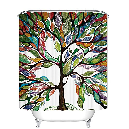 Fangkun Adjustable Colorful Tree Design Shower Curtain - Waterproof Polyester Fabric Bath Curtains Decor Set - 12pcs Shower Hooks - 72 x 72 inches Fangkun Adjustable Colorful Tree Design Shower Curtain - Waterproof Polyester Fabric Bath Curtains Decor Set - 12pcs Shower Hooks - 72 x 72 inches