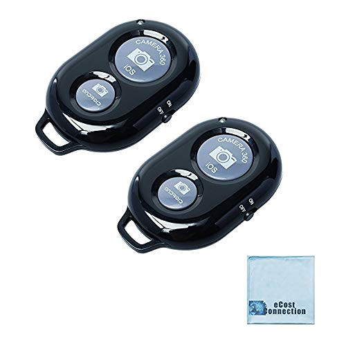 2 Pack eCost Wireless Remote Control Camera Shutter Button for Smartphones: iPhone and Android Cellphones + eCost Connection Microfiber Cloth