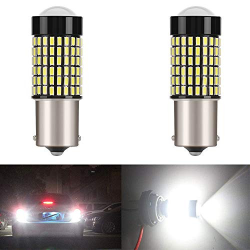 ALOPEE - 2-Pack 1156 Car Reverse Light Bulbs - 9V-30V Extremely Bright 1500 Lumens 3014 144 SMD LED with Projector - Replacement 1141 1073 7506 1003 for Interior RV Camper Tail Backup Light 6000K Xeno