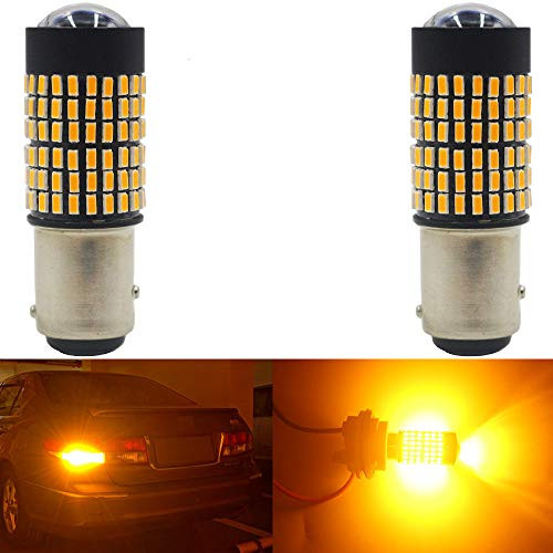 ALOPEE - 2-Pack 1157 BAY15D Car Turn Signal Lights - 9V-30V Amber/Yellow Extremely Bright 950 Lumens 3014 144 SMD LED with Projector - Replacement 1016 1034 7528 2057 2357 for Tail Blinker LED Bulb ALOPEE - 2-Pack 1157 BAY15D Car Turn Signal Lights - 9V-30V Amber/Yellow Extremely Bright 950 Lumens 3014 144 SMD LED with Projector - Replacement 1016 1034 7528 2057 2357 for Tail Blinker LED Bulb
