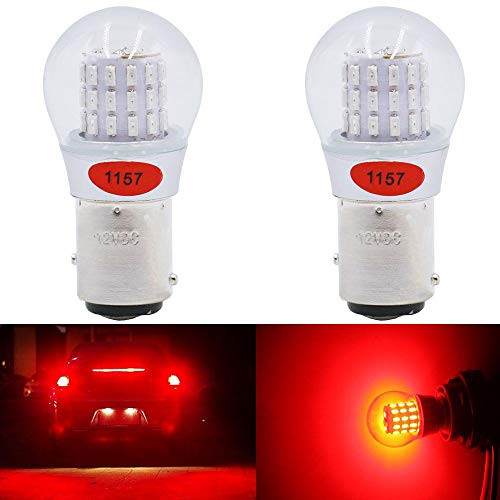 JAVR - Pack of 2 - Red 1157 BAY15D 2057 2357 7528 Extremely Bright LED Light 3014 39 SMD Replacement Bulbs For Tail Brake Light Stop Lights - 12V-15V DC