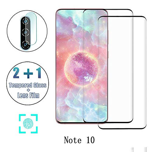 Glass Screen Protector for Samsung Galaxy Note 10/ Note10 5G, 9H Tempered Glass, Ultrasonic Fingerprint Compatible,3D Curved, HD Clear, Bubble-Free for Galaxy Note10 Screen Protector