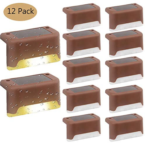 Solar Patio Step Light Outdoor Deck Lights 12 Pack Solar Fence Lights Waterproof LED Lights, Bronze Finish Warm White Solar Step Lights for Outdoor Patio, Stair, Yard, Path and Driveway Solar Patio Step Light Outdoor Deck Lights 12 Pack Solar Fence Lights Waterproof LED Lights, Bronze Finish Warm White Solar Step Lights for Outdoor Patio, Stair, Yard, Path and Driveway