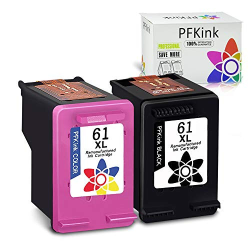 PFKink Remanufactured 61XL Ink Cartridge Replacement for HP 61XL 61 XL Envy 4500 5531 5530 Deskjet 1010 3050A 1056 3510 2540 Officejet 4635 4630 4632 Printer, New chip, (1 Black 1 Tri-Color)