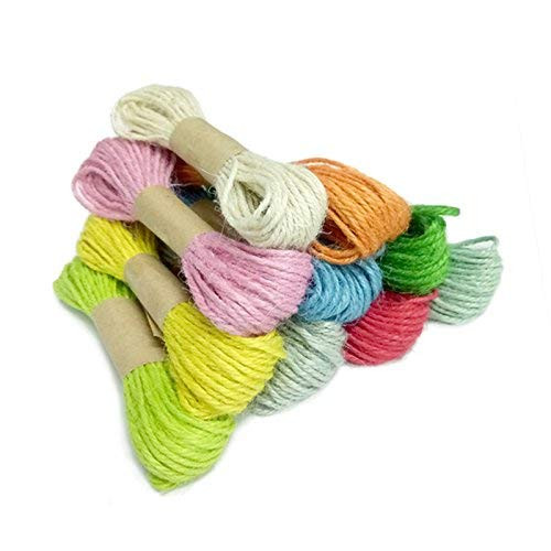 KINGLAKE 328 Feet 2mm Colorful Jute Twine Colored Gift Cord Twine 10 Colors for DIY Gift Wrapping Twine,Arts Crafts Packing String,10 Pcs X 32.8 Feet Jute String