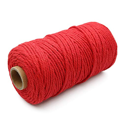 328 Feet 3mm Red Cotton Bakers Twine Cotton Cord Crafts Christmas Gift Twine String for Holiday