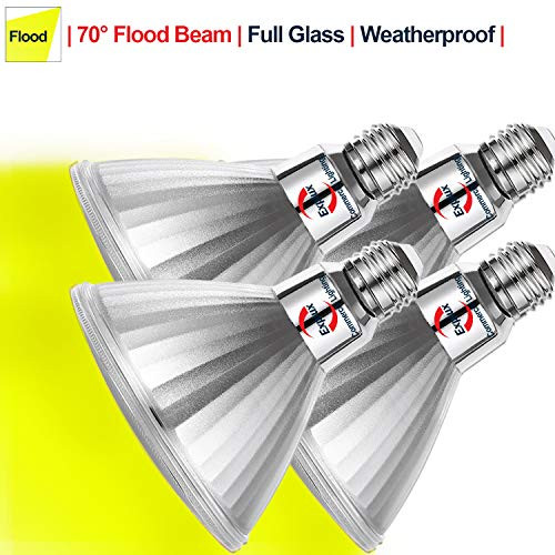 Explux PAR38 Yellow LED Flood Light Bulbs, Bug Light, Dimmable, Outdoor Weatherproof, 120W Equivalent, 4-Pack