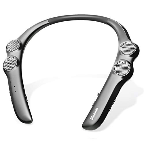 Neckband Bluetooth Wearable Speaker,Bluenin Wireless Portable Personal Speaker with Ture 3D Theater Stereo Sound,Bluetooth 5.0 Lightweight Outdoor Sport Speaker CVC 8.0 Noise Cancelling Built-in Mic