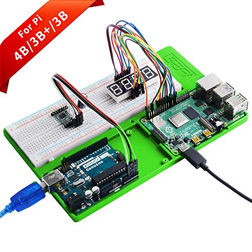 GeeekPi Raspberry Pi 4B Holder ABS Holder Breadboard Holder,5 in 1 Base Plate Case for Raspberry Pi 4 Model B,3B+,3B,2B,B+,Zero,Zero W and Arduino UNO,Arduino Mega 2560 (Green Holder)