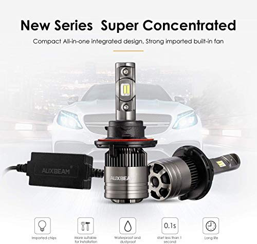 Auxbeam LED Headlight Bulbs F-T1 Series H13 LED Headlight Bulbs with 2 Pcs of Led Conversion Kits 70W 8000lm LED Chips Hi-Lo Beam with Temperature Control