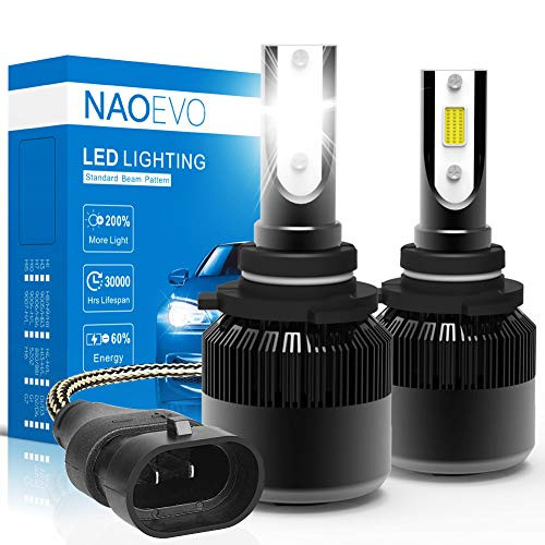 9005/HB3 LED Headlight Bulbs, 60W 6400Lumens 6500K Cool White Super Bright, NAOEVO Adjustable Beam Conversion Kit