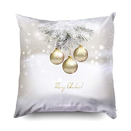 Shorping Zippered Pillow Covers Pillowcases 16X16 Inch Christmas Christmas Balls Silver Pine Decorative Throw Pillow Cover,Pillow Cases Cushion Cover for Home Sofa Bedding