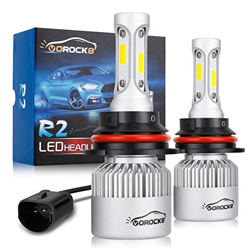 VoRock8 R2 COB 9004 HB1 8000 Lumens Led Headlight Conversion Kit, High Low Beam Headlamp, Dual Beam Head Light, Halogen Head Light Replacement, 6500K Xenon White, 1 Pair