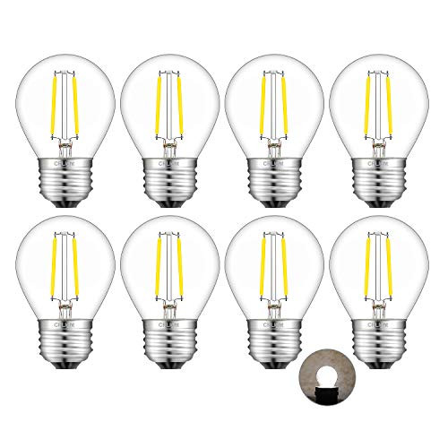 CRLight 2W LED Globe Bulb 4000K Daylight White, 30W Equivalent 300LM Dimmable, E26 Base Vintage Edison Style Tiny G14 Clear Globe Light Bulbs for Chandelier Ceiling Fan Bathroom Vanity Mirror, 8 Pack