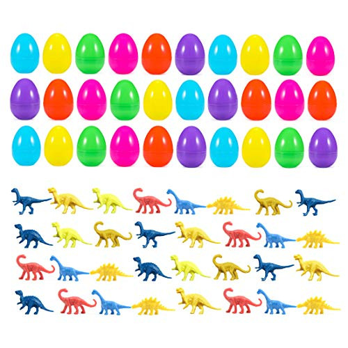 Easter Eggs Toy, 32 Pcs Mini Dinosaurs Filled 30 Pcs Easter Eggs, Easter Eggs of Various Colors