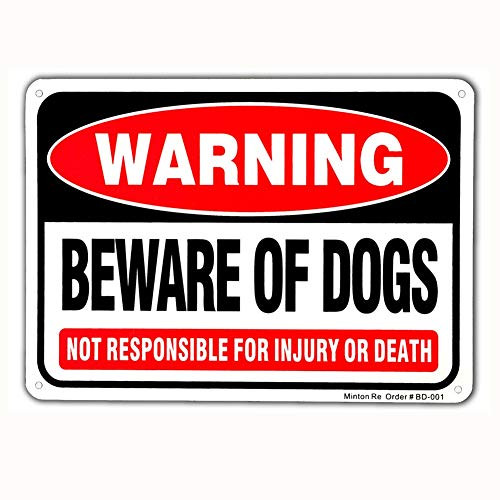 Beware of Dog Sign, 10 x 7 Rust Free Aluminum Warning Dog Sign, UV Printed Reflective Weather Resistant Dog Bite Sign for Outdoors by Minton
