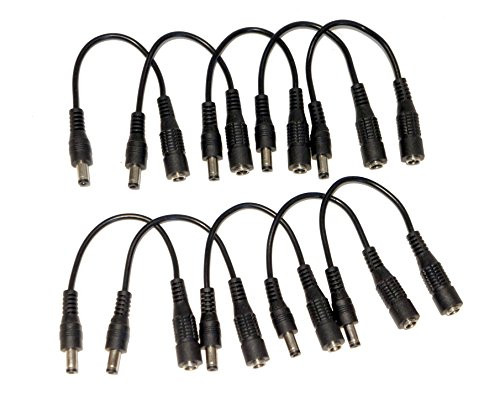 (10) Pack 6 Inch DC Coaxial Power Male to Female Barrel Plug Connector 5.5mm x 2.1mm Extension Patch Cable