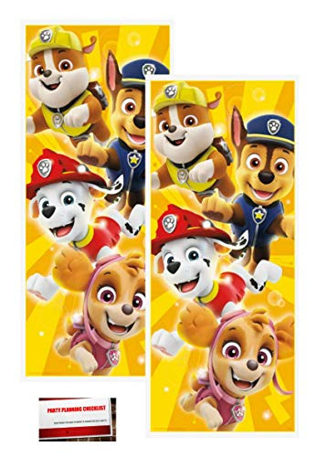 (2 Pack) Paw Patrol Chase Rubble Marshall Skye Birthday Door Poster, 60" x 27" (Plus Party Planning Checklist by Mikes Super Store)