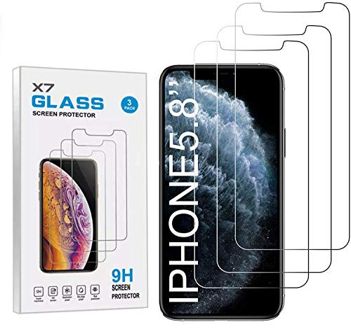 [3 Pack] The X7 iPhone Tempered Glass Screen Protector for Apple iPhone 11 Pro/iPhone Xs/iPhone X (5.8" Screen) Premium 9H HD Clarity 0.25mm Tempered Glass Screen Protector
