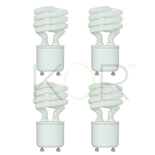 (4 Pack) 13 Watt Mini Spiral - GU24 Base - (60W Equivalent) - T2 Mini-Twist - CFL Light Bulb (Warm White (2700K), CFL)