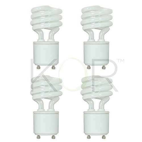 (4 Pack) 13 Watt Mini Spiral - GU24 Base - (60W Equivalent) - T2 Mini-Twist - CFL Light Bulb (Bright White (5000K), CFL)