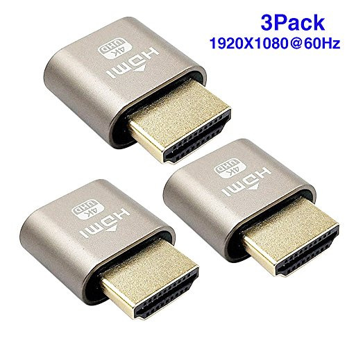 Virtual Display Adapter HDMI 2.0 DDC EDID Dummy Plug Display Emulator 1920x1080 @60Hz-3pack