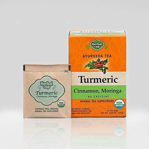 HERBAL CUP TURMERIC CINNAMON MORINGA TEA - 16 tea bags ORGANIC