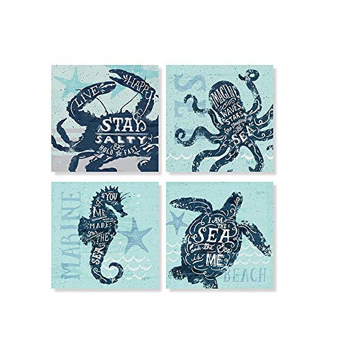 Carson Blue Sea Animal Square House Coaster Set