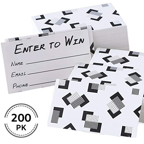 200 PK Enter to Win Cards  Raffle Tickets, Information Cards, Raffle Ticket, Entry Form Cards, Entry Cards for Contests, Raffles, Ballots, Drawings, White, 3.5 x 2 Inches