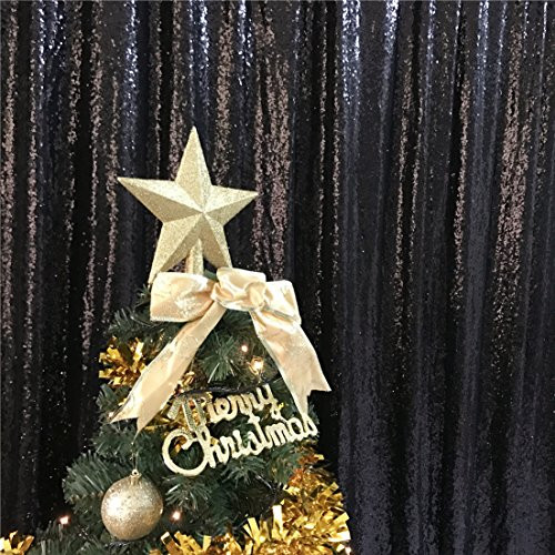 TRLYC 6Ft by 6Ft Black Shimmer Ceremony Background Sequin Photography Backdrop for Wedding