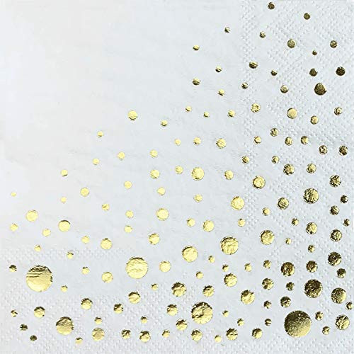 Gold Paper Napkins 100-pack Cocktail Napkins By Essential Concierge - 5x5 inch Gold Party Napkins for Wedding
