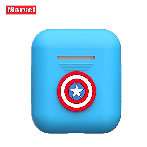 Diemei AirPods Pro Case,Cute Cartoon Silicone Apple Air pods Cover, Marvel Avengers Protective Shockproof Captain America Cases Compatible with Apple AirPods 2 [Front LED Not Visible]