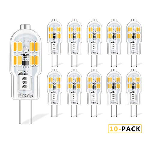 G4 LED Bulb 2W 12V, 20W Halogen JC Bulb Replacement, G4 Bi Pin Bulb, Warm White 3000K 200lm, No Flickering, 10-Pack