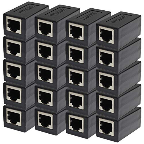 ITBEBE RJ45 in-Line Coupler Connector Cat7 Cat6 Cat5E Ethernet Network Cable Extender Adapter (20-Pieces, Black)