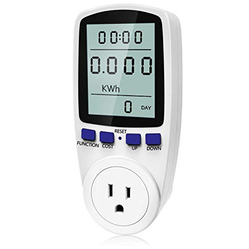 Kuman Electricity Usage Monitor Plug Power Meter Energy Watt Voltage Amps Meter with Digital LCD Display,Overload Protection and 7 Display Modes for Energy Saving