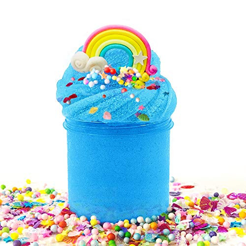 Scientoy Fluffy Slime, Cloud Slime, Stretchy Slime, Premade Slime Kit with a Container, a Rainbow, Sugar Papers, Stars, Shells and Foam Balls, Stress Relief Toy, Scented DIY Sludge Toys for Kids