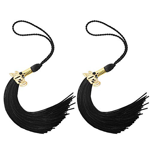 Eaaglo 2020 Graduation Tassel with Year Charm Class of 2020 Academic Graduation Ceremony Decorations 9 inches(2 Pcs Black)