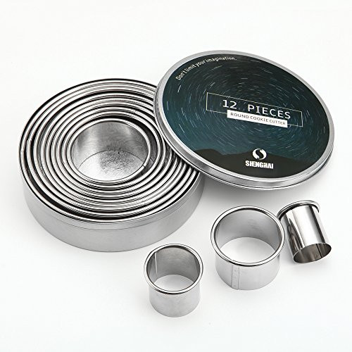ShengHai 12 Piece Round Cookie Cutter Set, Donut Cutter Set, Stainless Steel Circle Fondant Molds For Dough Pastry Biscuits English Muffins ShengHai 12 Piece Round Cookie Cutter Set, Donut Cutter Set, Stainless Steel Circle Fondant Molds For Dough Pastry Biscuits English Muffins