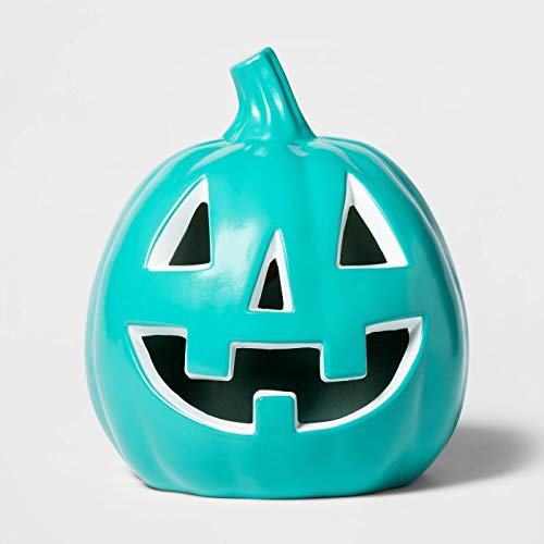 Hyde & EEK 9" Lit Sharp Teeth Pumpkin Decorative Halloween Prop Orange Boutique (Creepy Cute Teal)