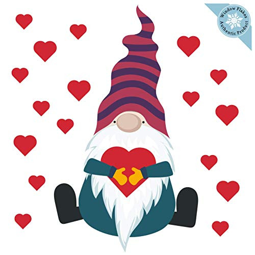 Valentines Day Decorations - Valentine Gnome with Hearts Double Sided Window Cling - Valentines Decor - Reusable Valentine Window Clings - Decal Sticker Decoration for Glass Door and Windows - Medium Valentines Day Decorations - Valentine Gnome with Hearts Double Sided Window Cling - Valentines Decor - Reusable Valentine Window Clings - Decal Sticker Decoration for Glass Door and Windows - Medium