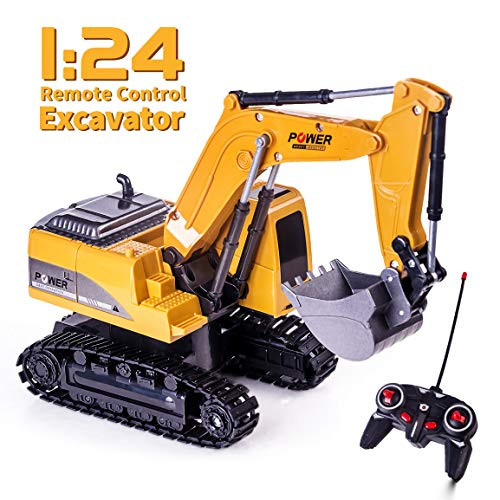 Refasy Excavator Toys for Boys,RC Construction Vehicles Car Toy for Kids Remote Control Excavator Construction Toys for 3 Year Old Boys RC Vehicle Toy Trucks for Kids