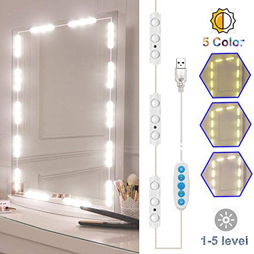 Led Vanity Mirror Lights Kit, SELFILA Hollywood Style Vanity Make Up Light, 11ft with Dimmable Color and Brightness Lighting Fixture Strip for Table & Bathroom Mirror, Mirror Not Included