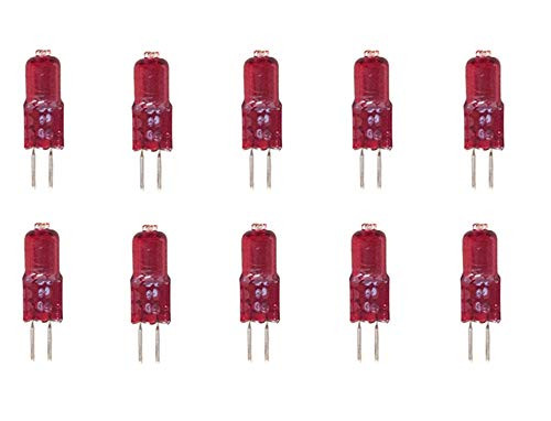 JKLcom 10W Halogen Bulbs G4 10W 12V Halogen Light Lamps G4 Base Halogen 10W 12 Volt T3 JC Lamp Halogen Bulbs Infrared Lights for Massage Chair Hair Dryer,G4 Bi-Pin Base,Low Voltage 12V, Red,10 Pack