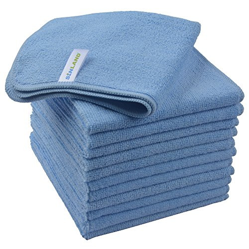 Sinland Absorbent Microfiber Dish Cloth Kitchen Streak Free Cleaning Cloth Dish Rags Lens Cloths 12 Inch X 12 Inch 12 Pack Light Blue