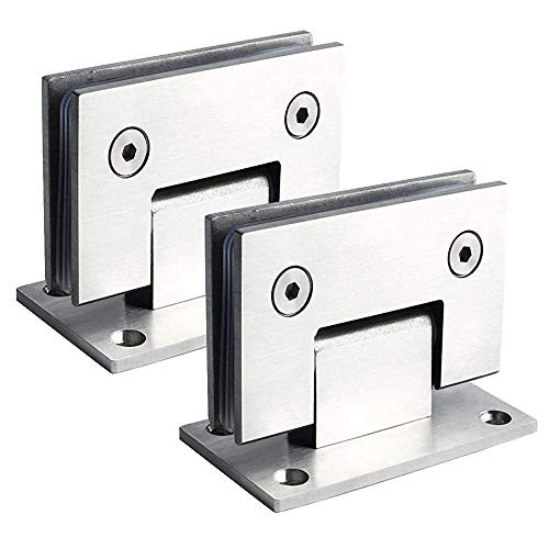 2PCS-sliver JU+ Frameless Glass Door Hinges Shower Room Accessories 90 Degree Glass Door Hinge, Hinge Stainless Steel Bathroom Clip
