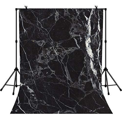 LYLYCTY 5x7ft Black Marble Backdrop Texture Pattern Photography Background Photo Studio Props Wallpaper LYZY0840